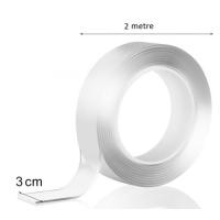 2 metre x 3 cm Şeffaf Güçlü Nano Çift Taraflı Silikon Jel Yapıştırıcı Bant