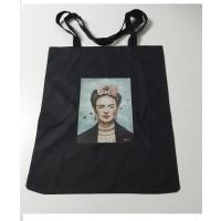 Frida Kahlo Baskılı Bez Çanta - Pazar Market Çantası - Kitap Çantası Siyah