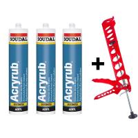 Soudal Silikonize Mastik Yapıştırıcı Beyaz 500gr 3 Ad Derz Su Geçirmez Boyanabilir-Silikon Tabancası