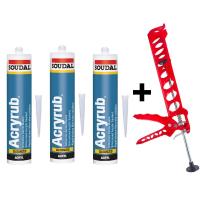 Soudal Silikonize Mastik Yapıştırıcı Beyaz 500gr 3 Ad Derz Su Geçirmez Boyanabilir-Silikon Tabancası