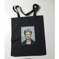 Frida Kahlo Baskılı Bez Çanta - Pazar Market Çantası - Kitap Çantası Siyah