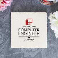 Kişiye Özel Bilgisayar Mühendisi Taş Bardak Altlığı